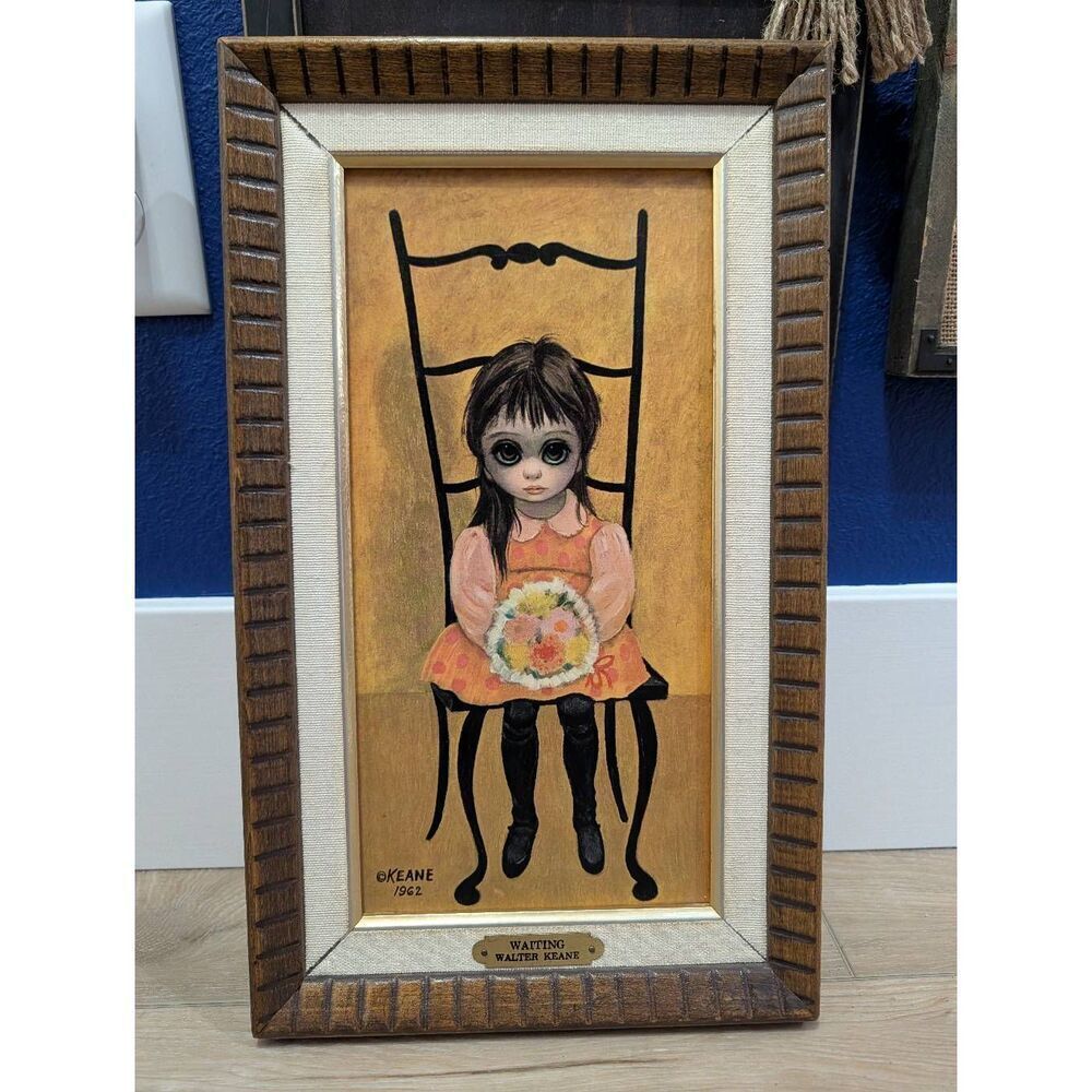 Walter Keane Big Eyes “Waiting” Turner Wall Art 1962 Vintage Framed Print